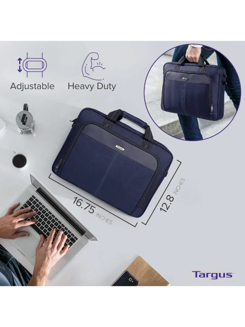 Classic Slim Laptop Bag - Ergonomic Briefcase & Messenger for 15-16